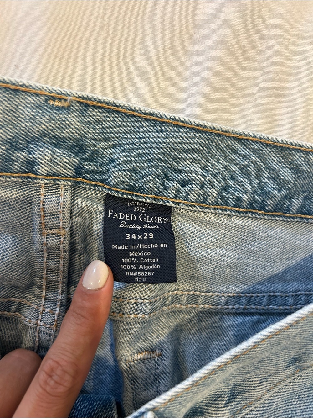 100% cotton Faded Glory Light Blue Denim Jeans